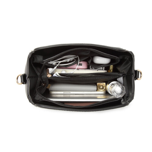 Miss Lulu (Black) MISS LULU - Leather Look Practical Crossbody Bag 1