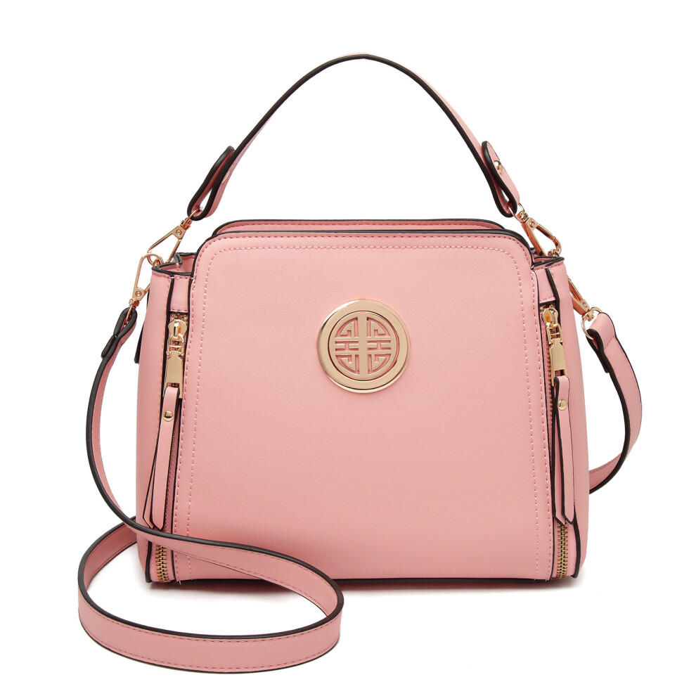 (Pink) MISS LULU - Leather Look Practical Crossbody Bag