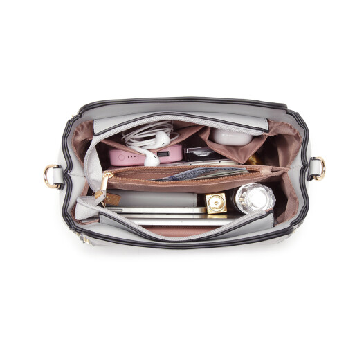 Miss Lulu (Grey) MISS LULU - Leather Look Practical Crossbody Bag 1