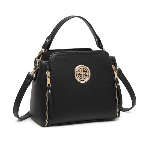 Miss Lulu (Black) MISS LULU - Leather Look Practical Crossbody Bag 2