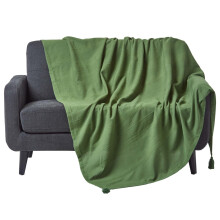 (255 x 360 cm, Dark Olive) Cotton Rajput Ribbed Throw