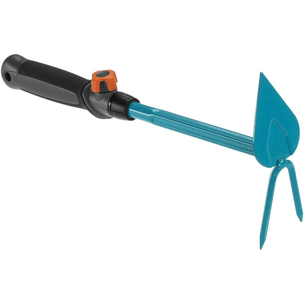 Gardena Combisystem Hand Hoe: Two-Toothed Double Hoe For Loosening Soil, 6 Cm Working Width, Heart-Shaped Blade, Ergonomic Handle, Corrosion