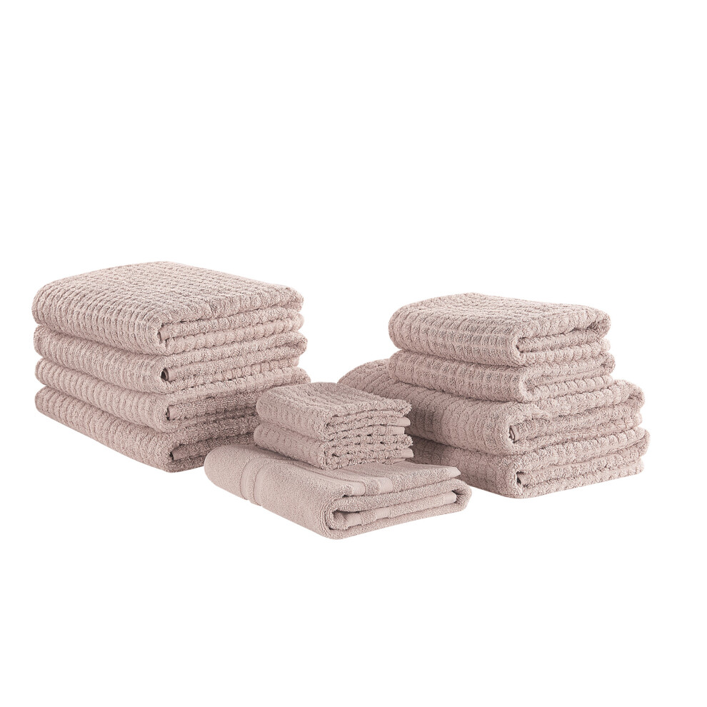 Set of 11 Cotton Towels Pink ATAI