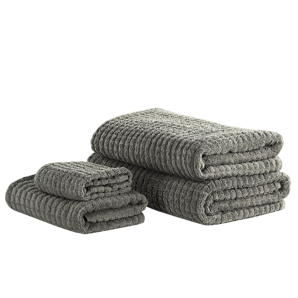 Set of 4 Cotton Towels Grey ATAI