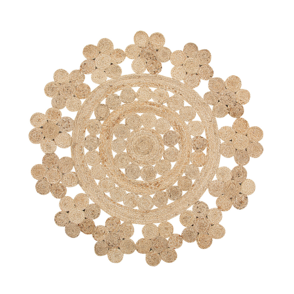 Round Area Rug Braided ø 120 cm Beige BIRECIK
