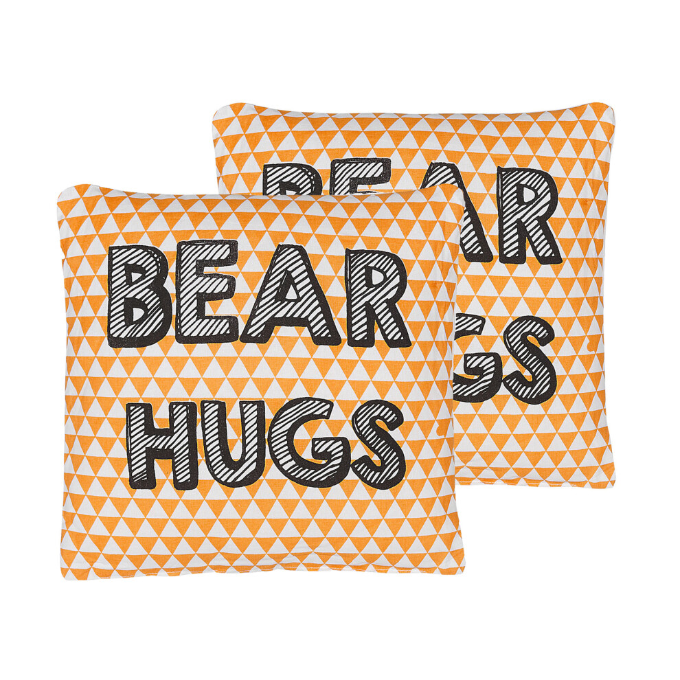 Set of 2 Cotton Kids Cushions Print 40 x 40 cm Orange RADZKOT