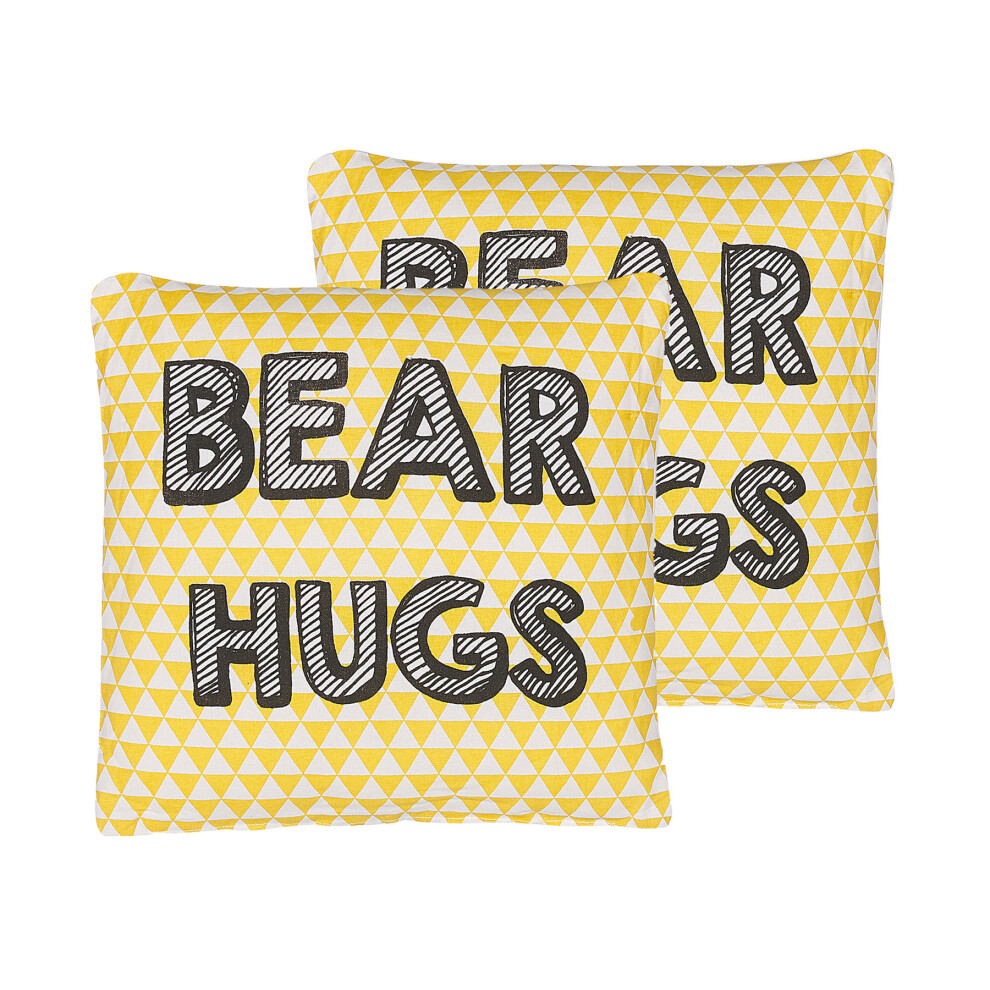 Set of 2 Cotton Kids Cushions Print 40 x 40 cm Yellow RADZKOT
