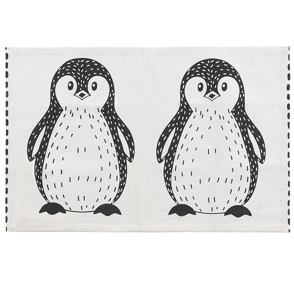 Kids Rug Penguin Print 60 x 90 cm Black and White HAJDARABAD