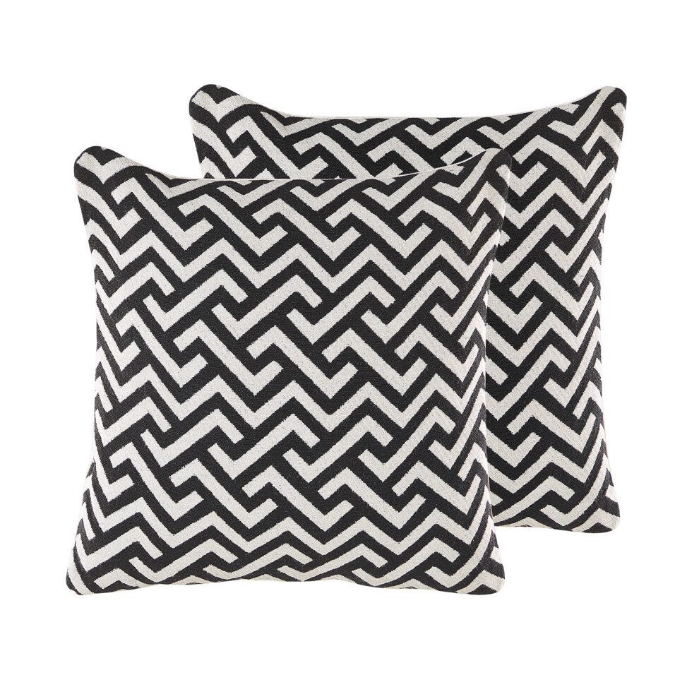 Set of 2 Cotton Cushions Geometric Pattern 45 x 45 cm Black and White SALIZAR