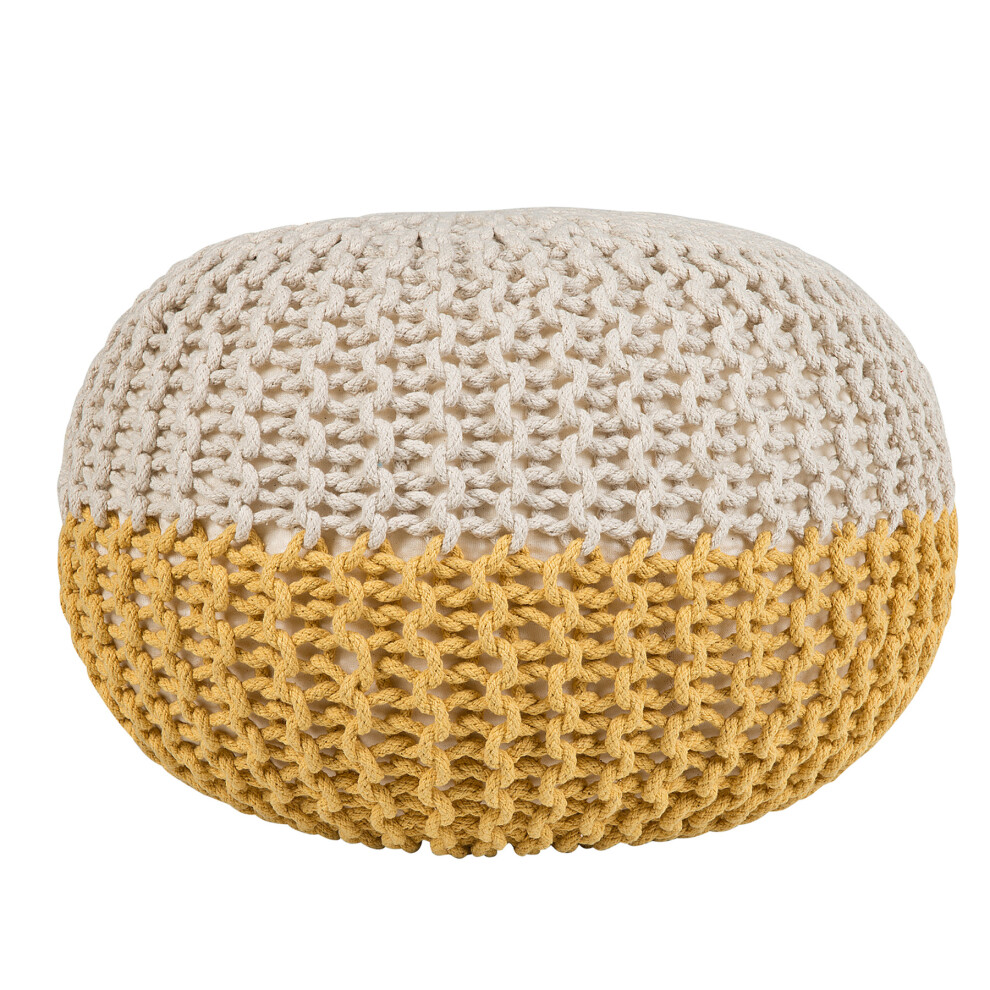 Pouffe Ottoman 50 x 35 cm Beige and Yellow CONRAD