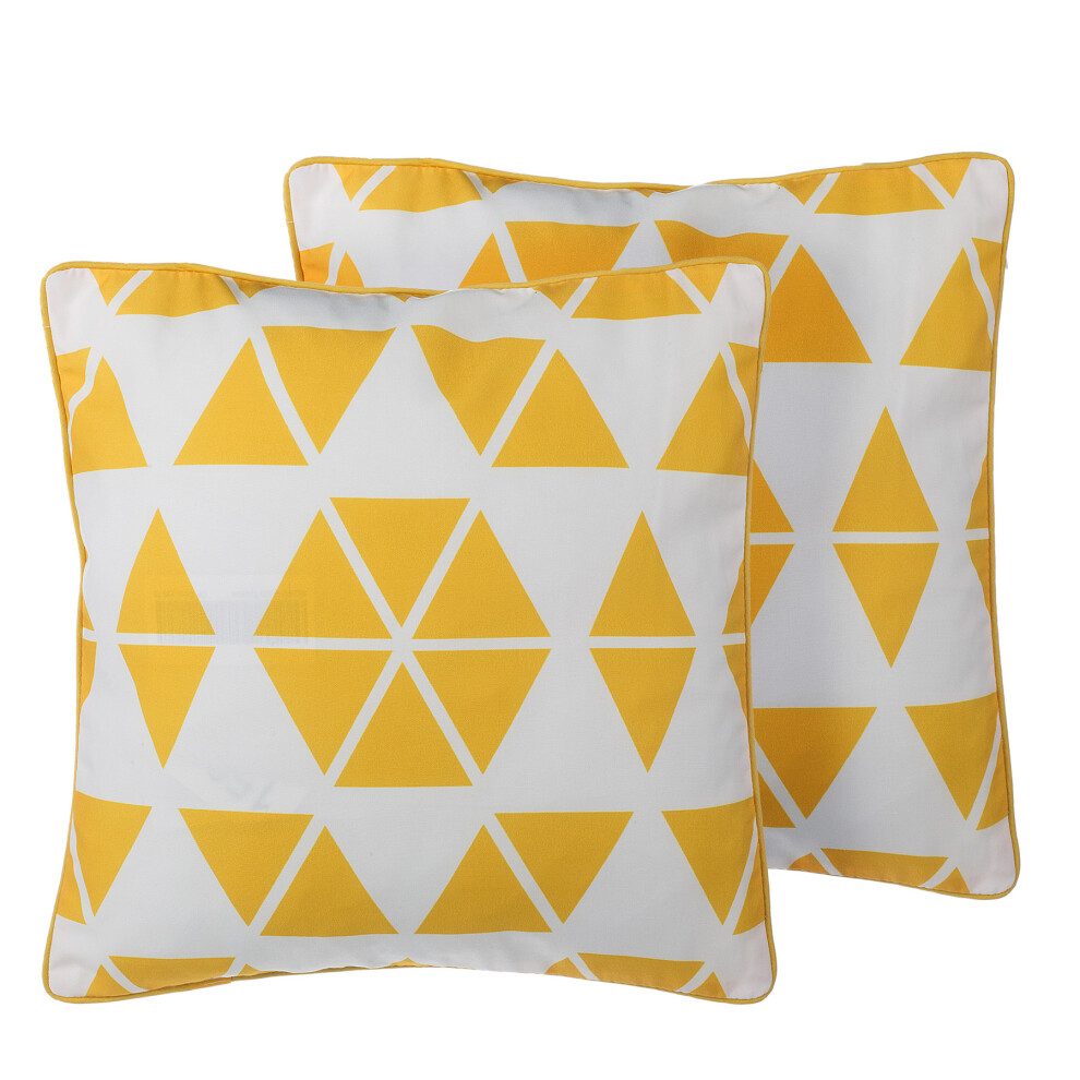 Set of 2 Cushions Geometric Pattern 45 x 45 cm Yellow PANSY