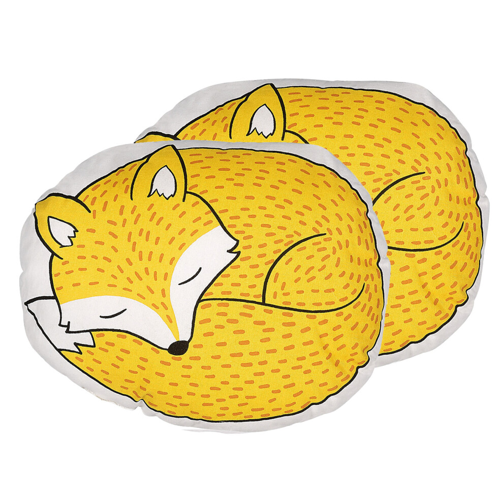 Set of 2 Cotton Kids Cushions Fox 50 x 40 cm Yellow DHANBAD