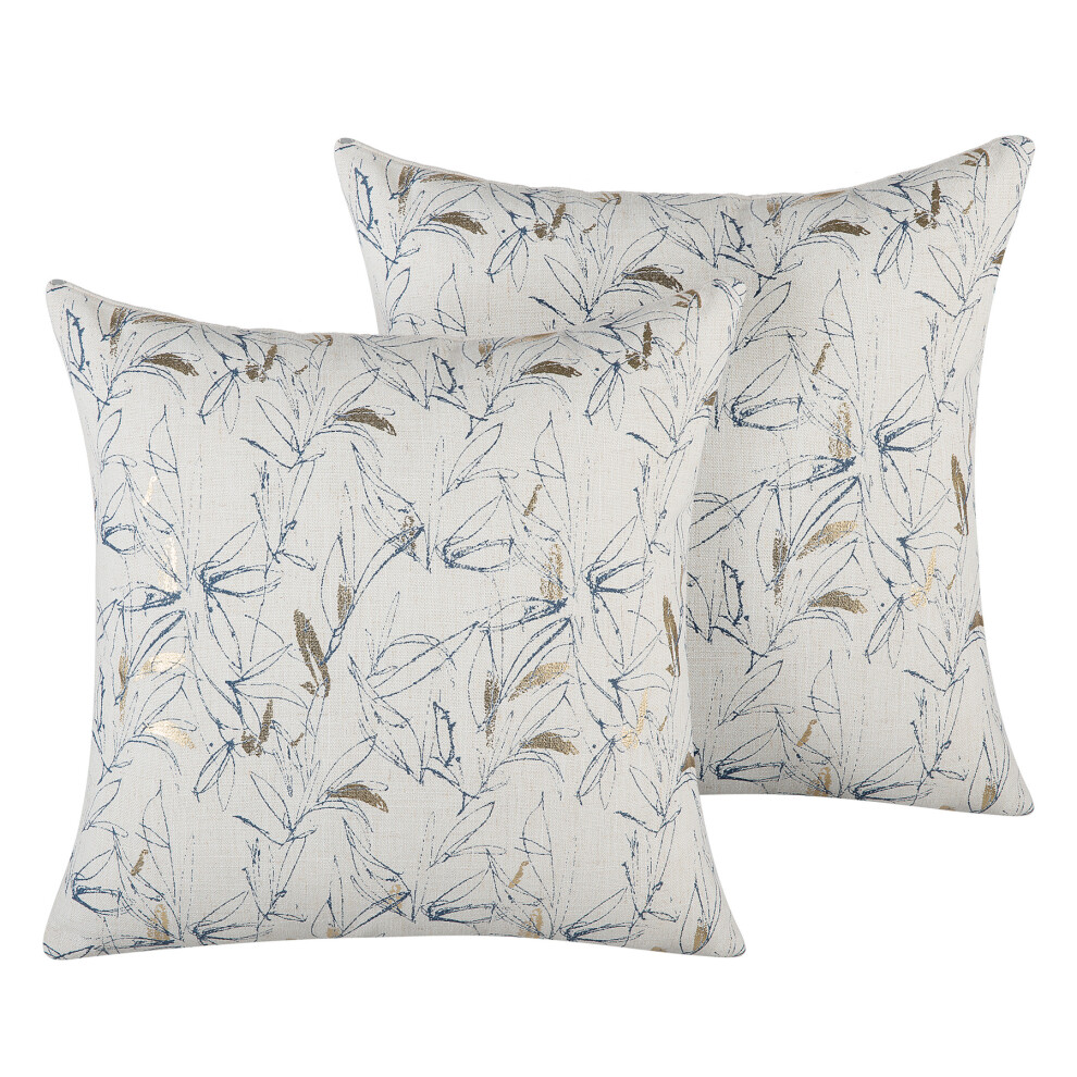 Set of 2 Cushions Floral Pattern 45 x 45 cm Beige ARBOR