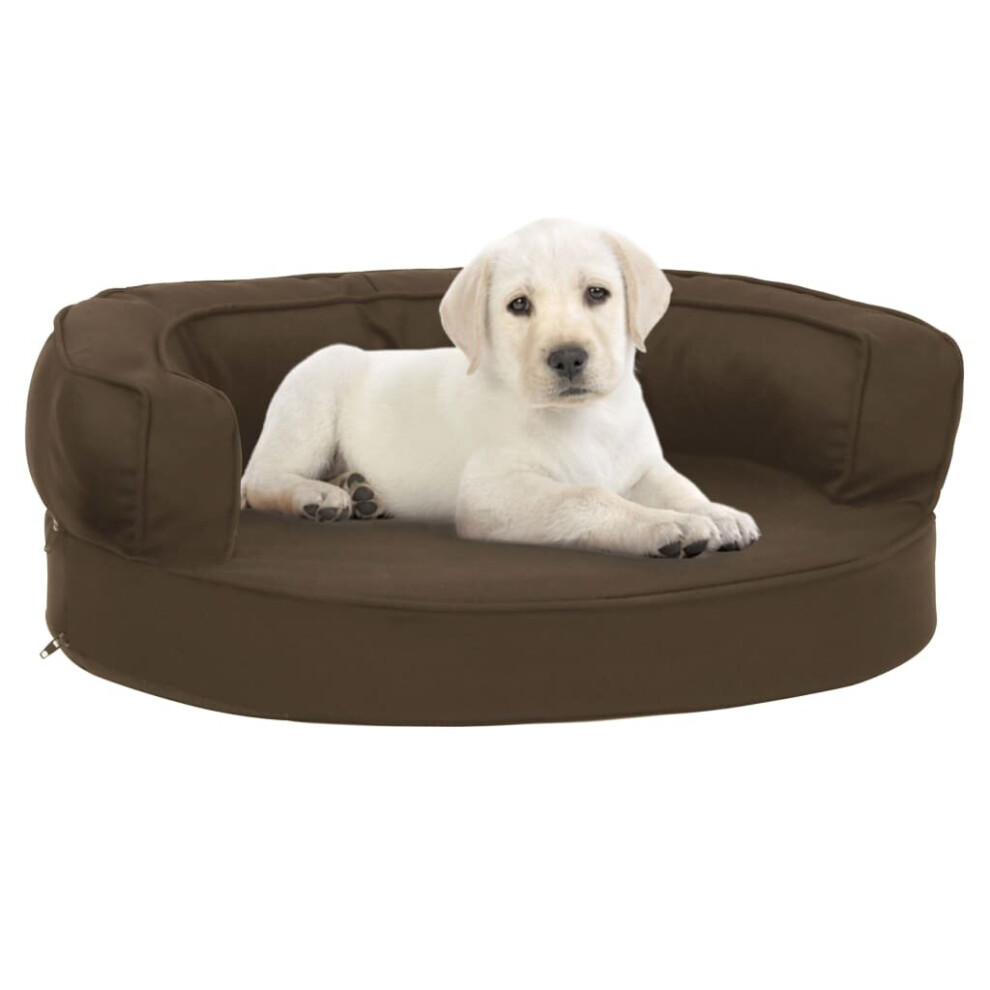 Vidaxl Ergonomic Dog Bed Mattress Linen Look Dog Basket Pet Cushion Brown