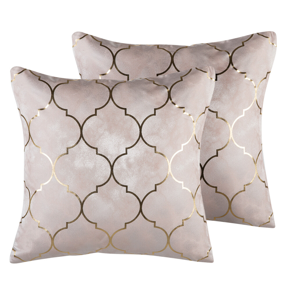 Set of 2 Cushions Moroccan Pattern 45 x 45 cm Pink ALYSSUM