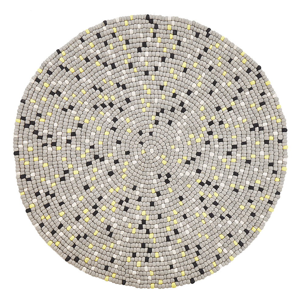 Round Felt Ball Area Rug 140 cm Light Grey PENEK
