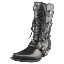 New Rock Cowboy Boots Unisex Knee High Boots in Black - Size 8 M - 7.5 W UK