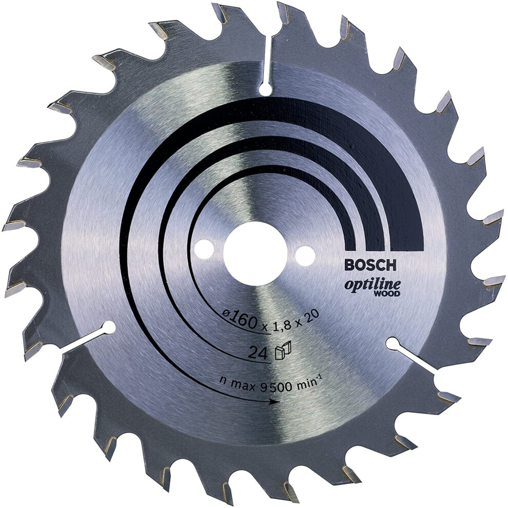 Bosch 2608641171 Optiline Circular Saw Blade, 160mm X 20mm, 24 Teeth, Silver