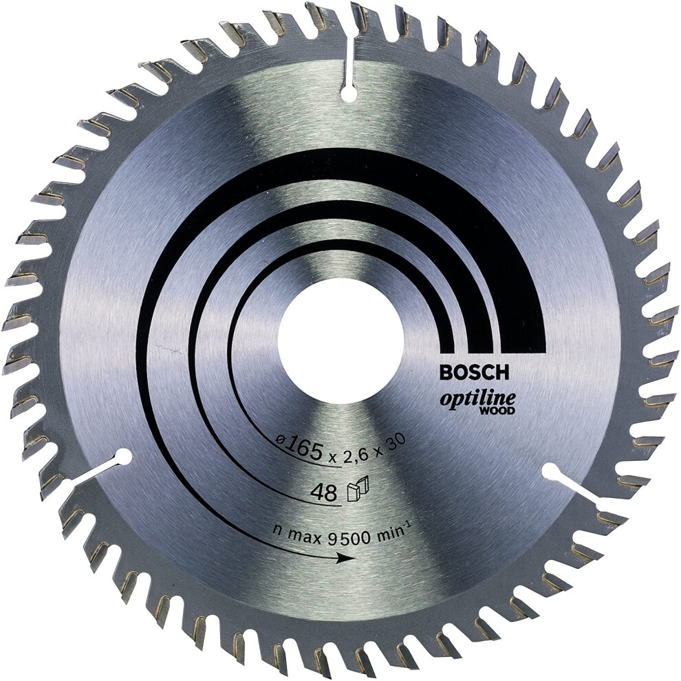 Bosch Professional circular saw blade Optiline Wood (for wood, 165 x 30 x 2.6 mm, 48 teeth, circular saw accessories