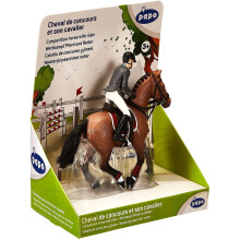 Papo - H?ndmalet - figur - Heste Foals and Ponies - Konkurrencehest med Rider -51561 - Samlerobjekter - til b?rn - Velegnet til drenge og piger -