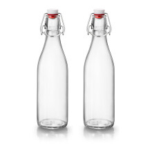 (500ml, 2) 1L Clear Glass Swing Flip Top Lid Water Bottle Set