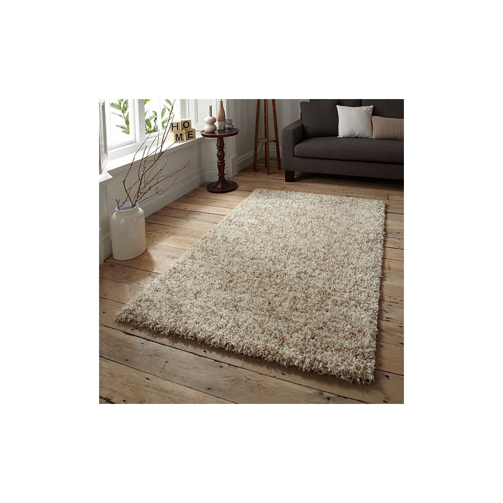 (Cream, 160 x 220) Think Rugs Vista 4803 Shaggy Rug, Cream