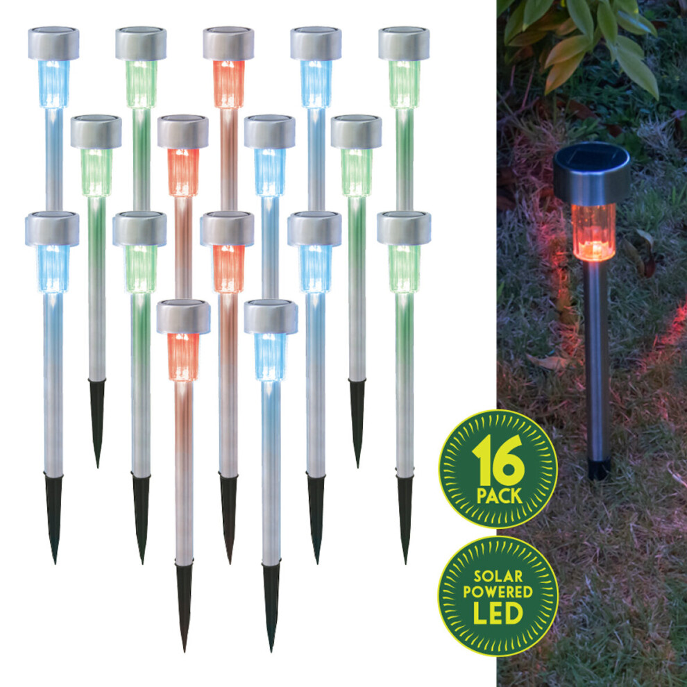 GardenKraft 19829 Multi-Coloured Bollard Solar Garden Lights / Set of 16