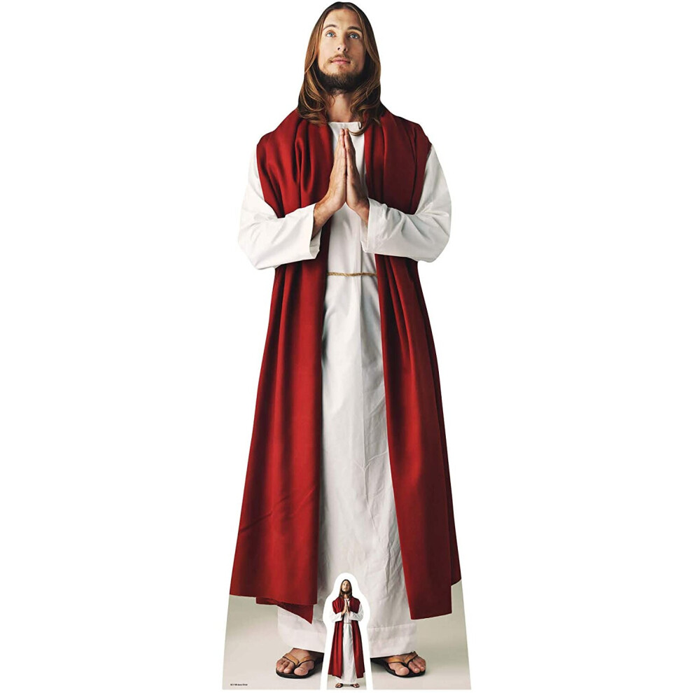 Jesus Christ Lifesize Cardboardcut Out with Free Mini Cut Out of Cardboard, cardboard, Multi-Colour, 187 x 67 x 187 cm