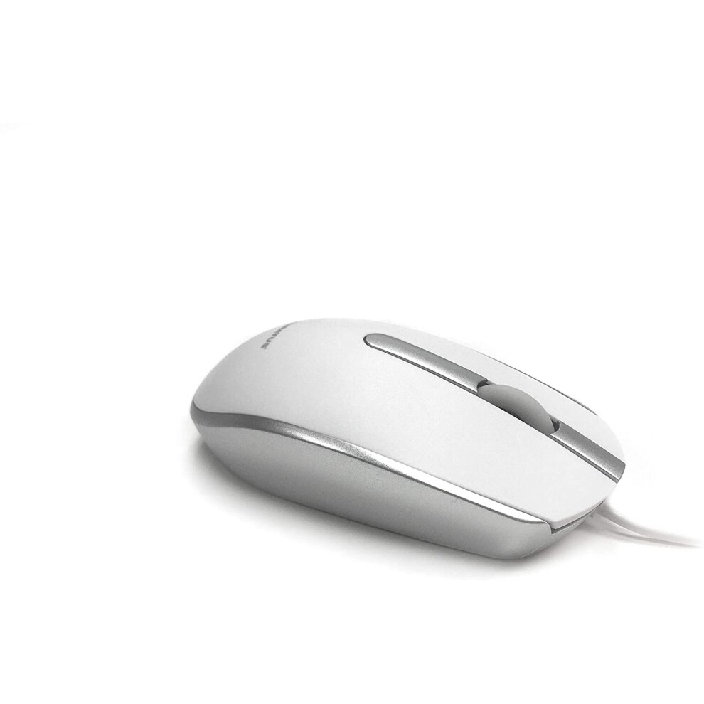 Accuratus M100 Mac - Usb Wired Full Size Slim Apple Mac Mouse With And Matt Tactile Case, Mou-M100-Macwhsl Silver/White