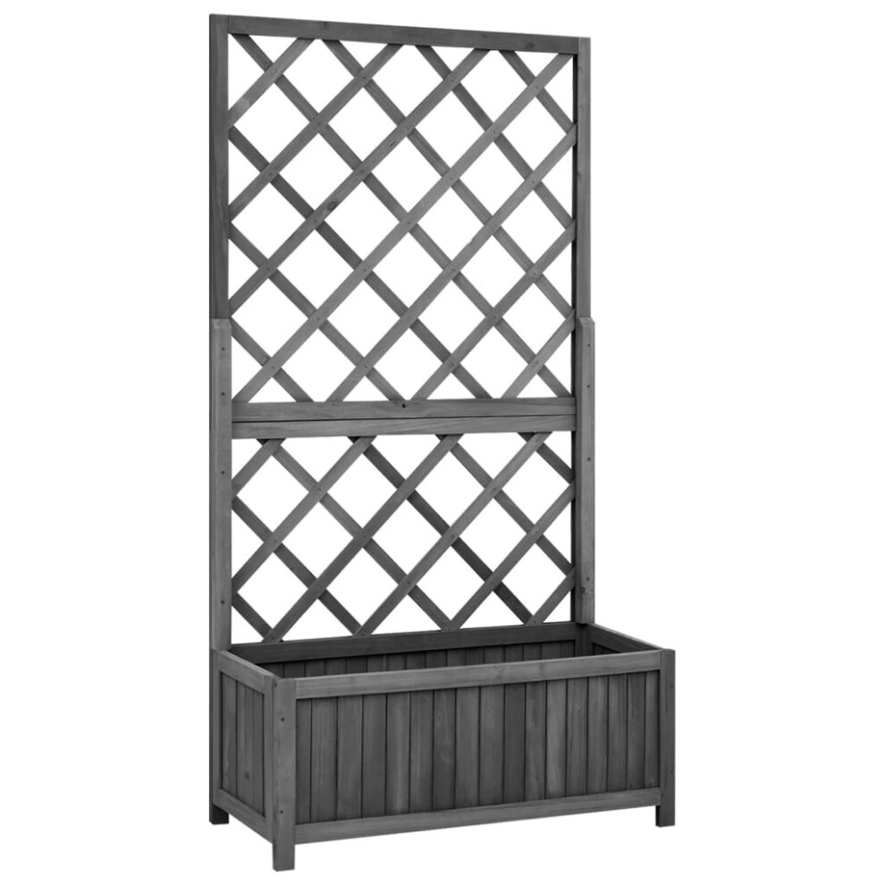 vidaXL Solid Firwood Garden Trellis Planter Black Patio Flower Box Raised Bed