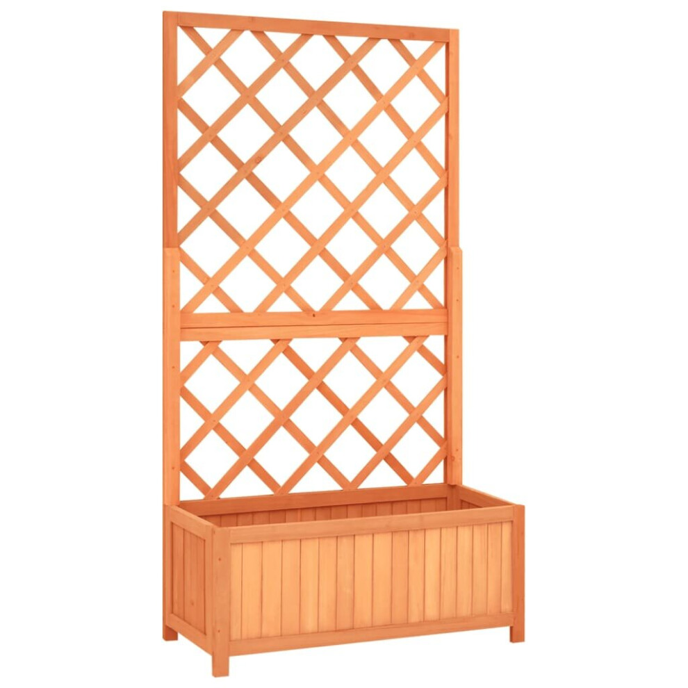 Vidaxl Solid Firwood Garden Trellis Planter Patio Flower Box Raised Bed Brown
