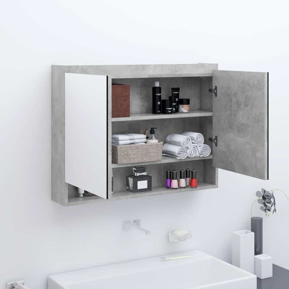 Vidaxl Bathroom Mirror Cabinet Mdf Concrete Home Wall Storage Cabinet Grey