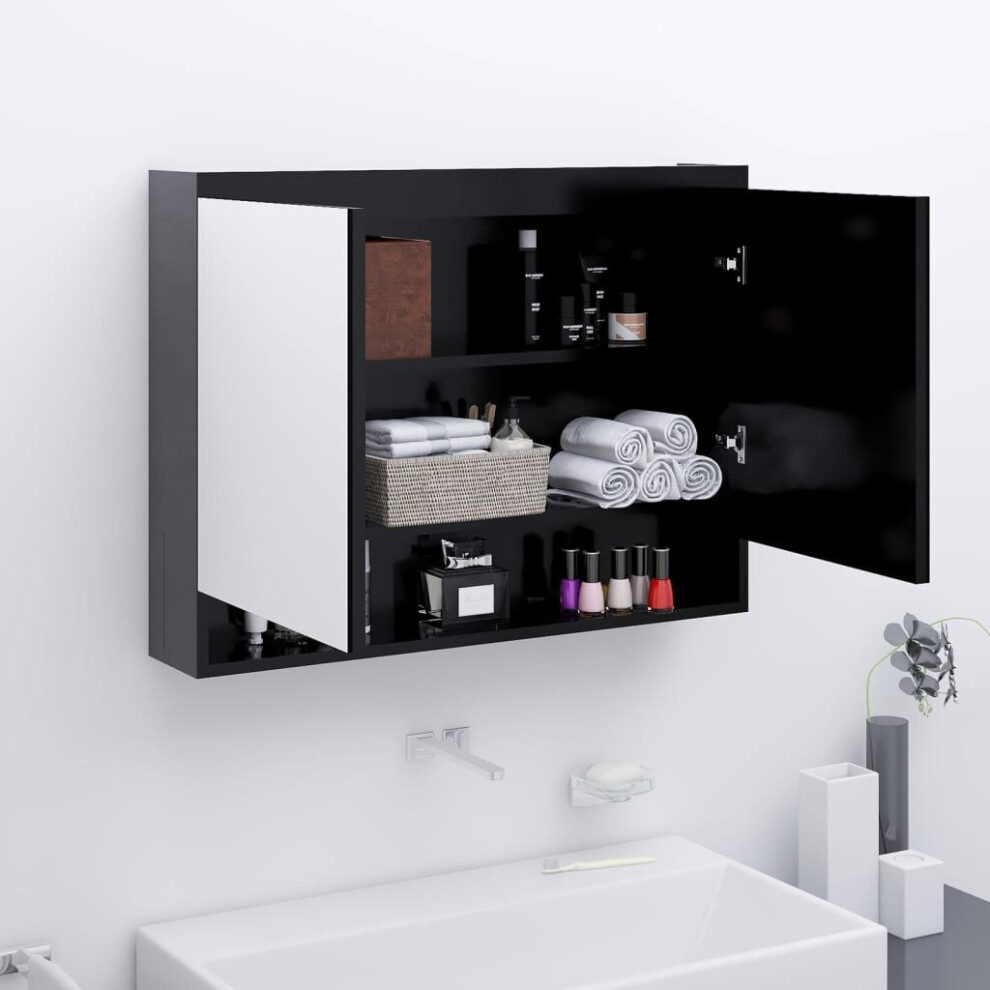 vidaXL Bathroom Mirror Cabinet MDF Anthracite Furniture Wall Storage Cabinet