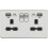 13A 2G Switched Socket, Dual USB (2.4A) with LED Charge Indicators - Brushed Chrome w/black insert 1