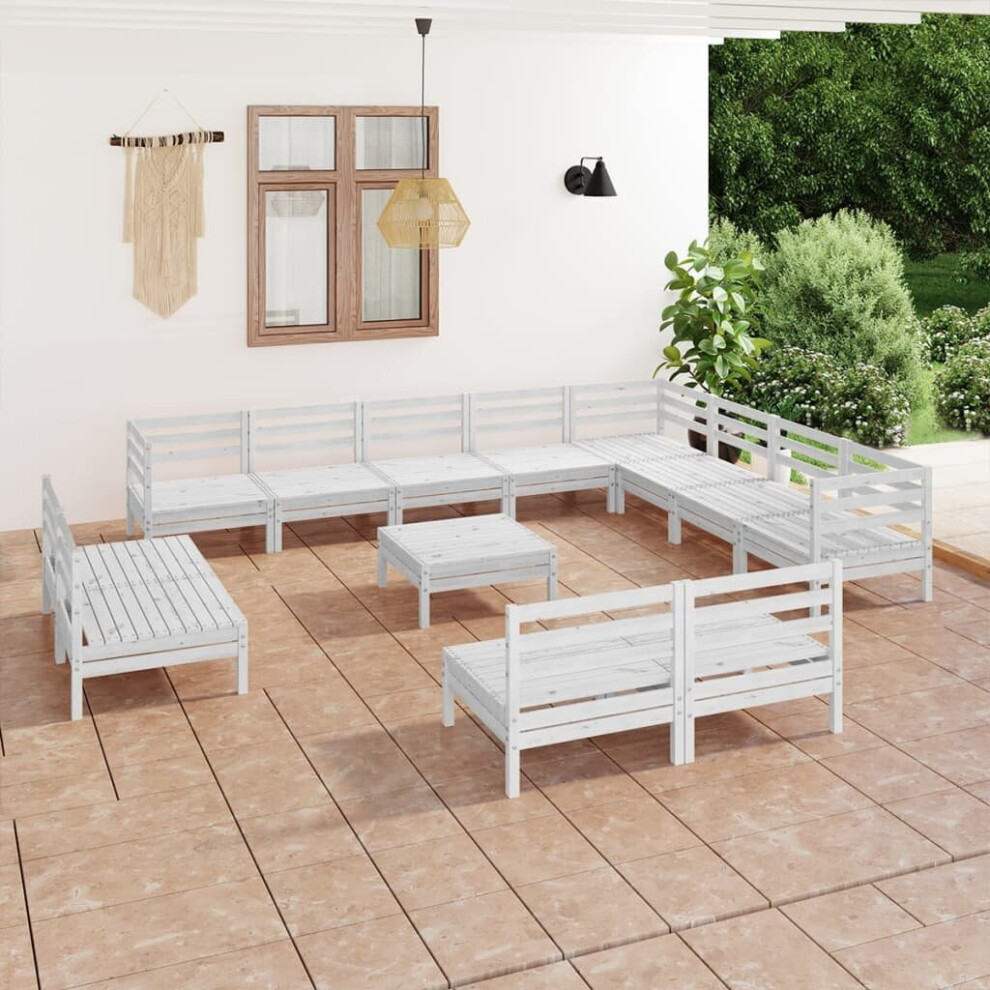 vidaXL Garden Lounge Set Outdoor Lounge Set 13 Piece Solid Wood Pine White