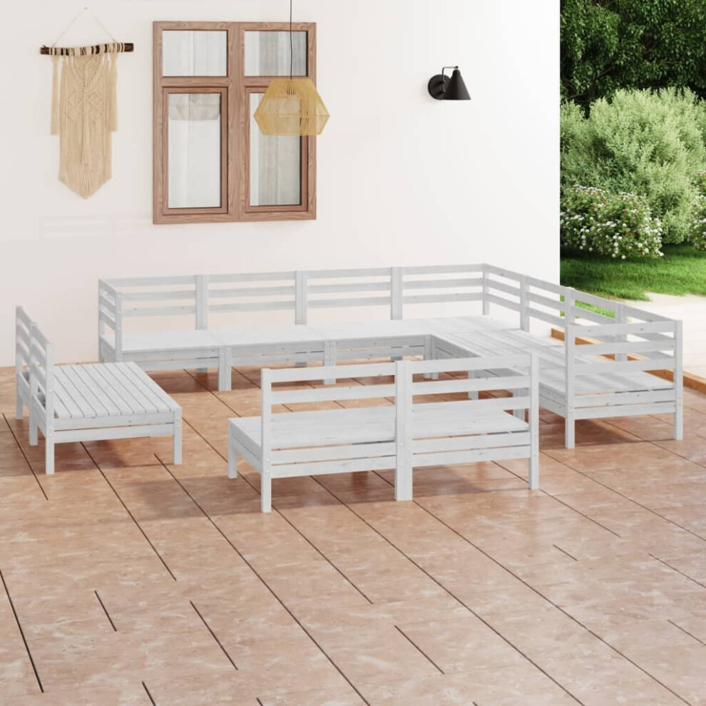 vidaXL Garden Lounge Set Outdoor Lounge Set 11 Piece Solid Wood Pine White