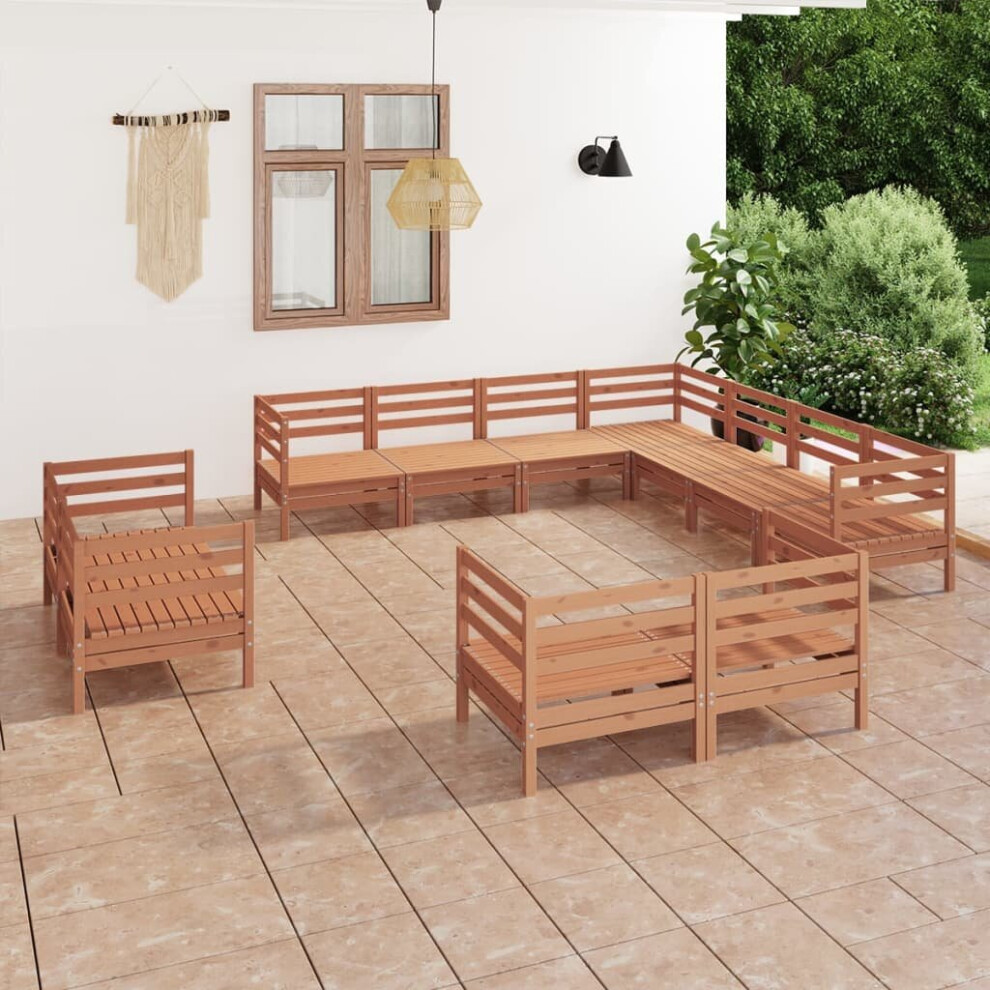 vidaXL Garden Lounge Set Patio Lounge Set 11 Piece Solid Wood Pine Honey Brown