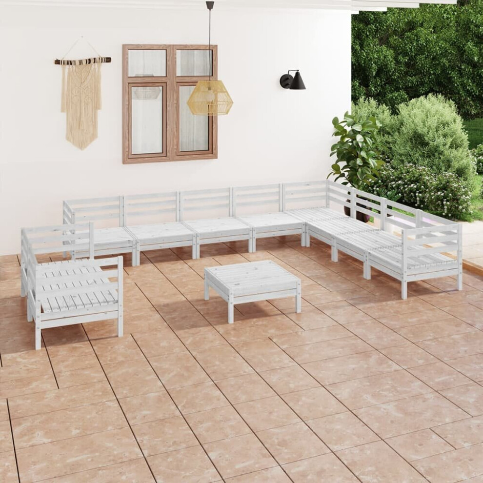 vidaXL Garden Lounge Set Outdoor Lounge Set 11 Piece Solid Wood Pine White