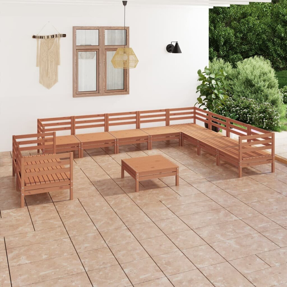 vidaXL Garden Lounge Set Patio Lounge Set 11 Piece Solid Wood Pine Honey Brown