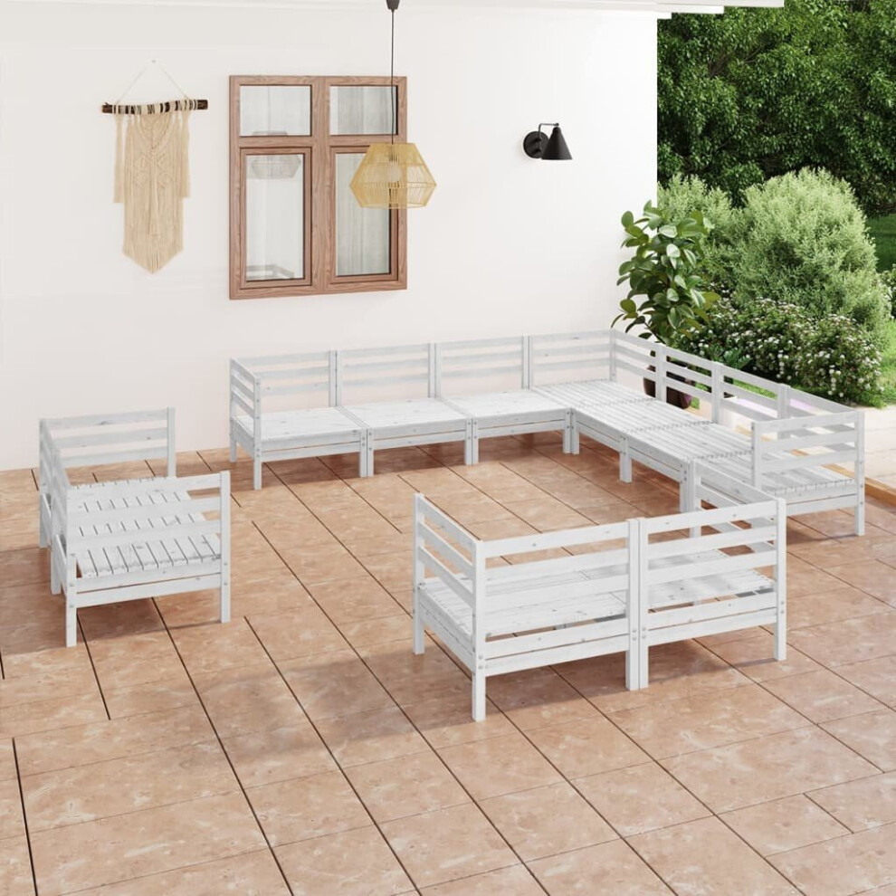 vidaXL Garden Lounge Set Outdoor Lounge Set 11 Piece Solid Wood Pine White