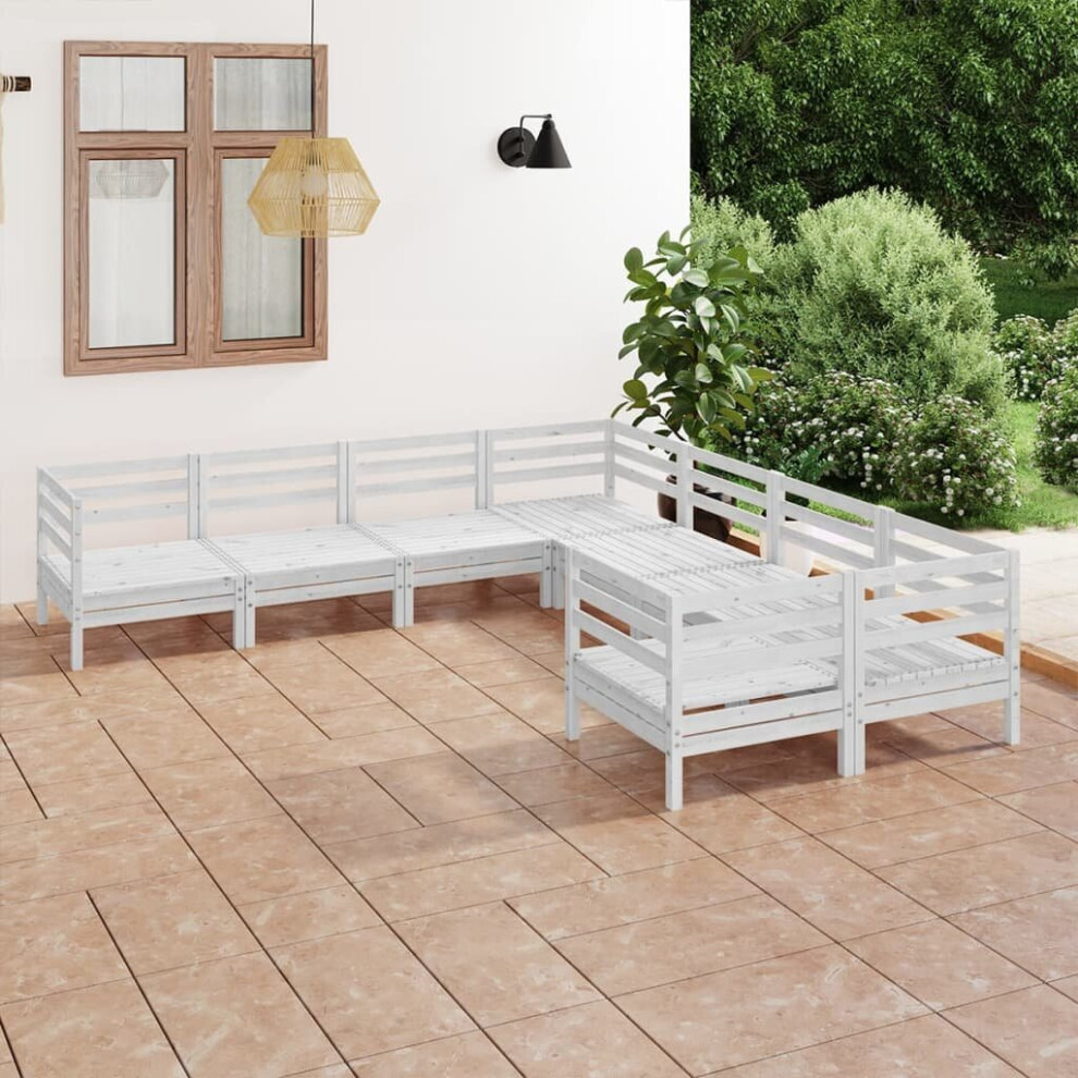 vidaXL Garden Lounge Set Outdoor Lounge Set 8 Piece Solid Wood Pine White