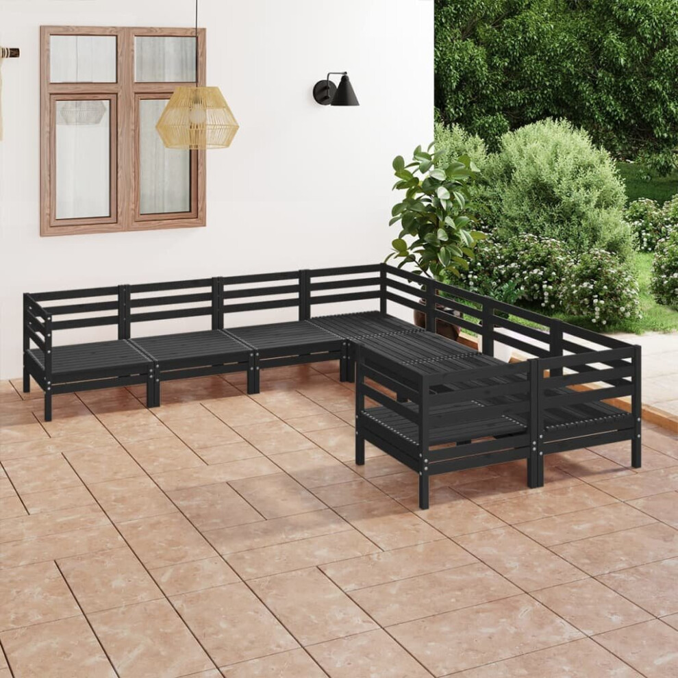 vidaXL Garden Lounge Set Outdoor Lounge Set 8 Piece Solid Wood Pine Black