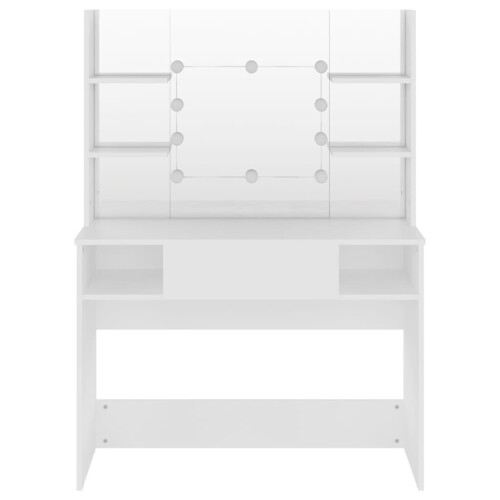 VidaXL vidaXL Makeup Table with LED Lights MDF White Cosmetic Vanity Dressing Table 2