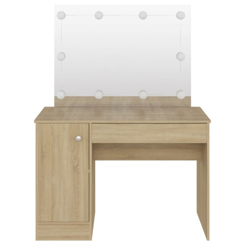 VidaXL vidaXL Makeup Table with LED Lights MDF Oak Cosmetic Vanity Dressing Table 2