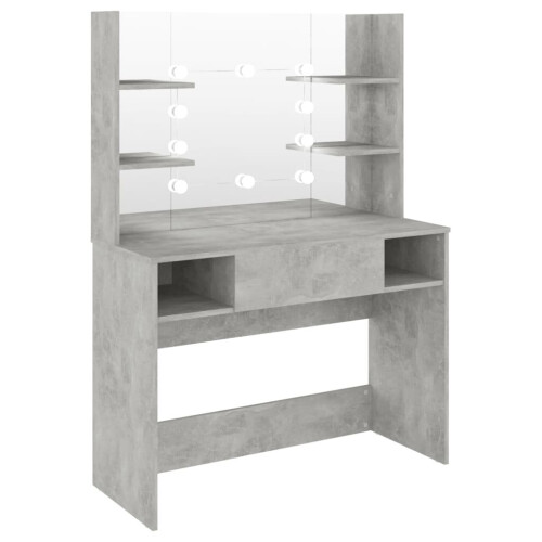 VidaXL vidaXL Makeup Table with LED Lights MDF Concrete Grey Cosmetic Dressing Table 1