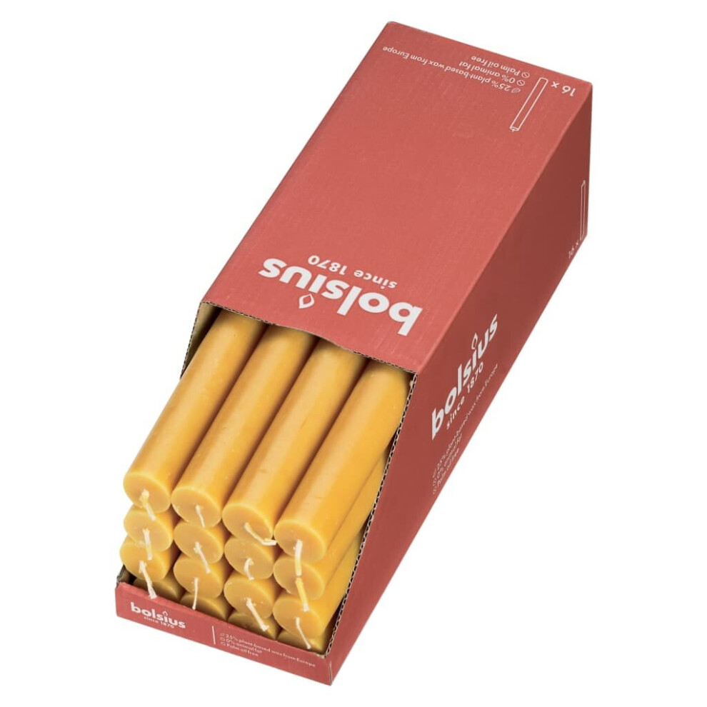 16x Bolsius Table Candles Honeycomb Yellow Holiday Decoration Stick Candle