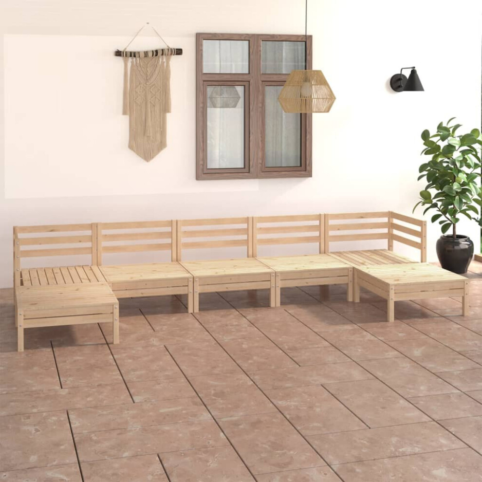 vidaXL Garden Lounge Set Wooden Outdoor Lounge Set 7 Piece Solid Wood Pine