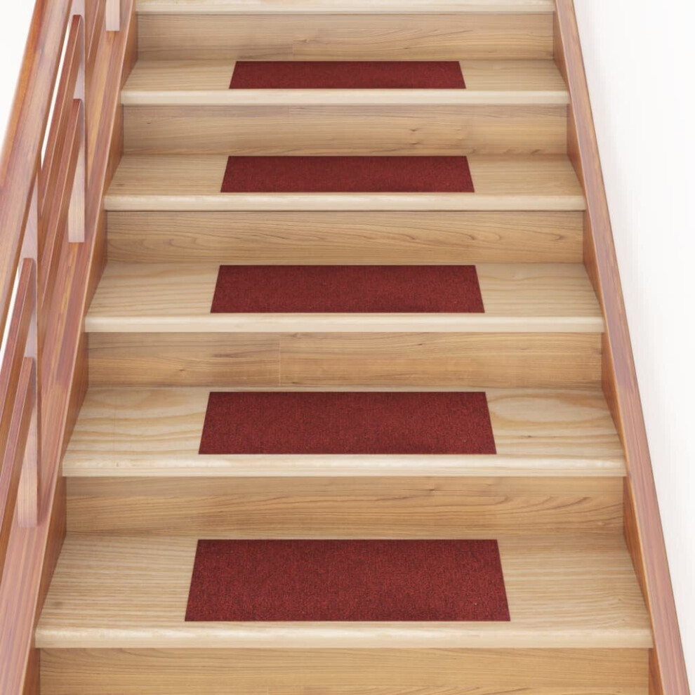 Vidaxl 15X Self-Adhesive Stair Mats Rectangular Red Home Stair Protector Rug