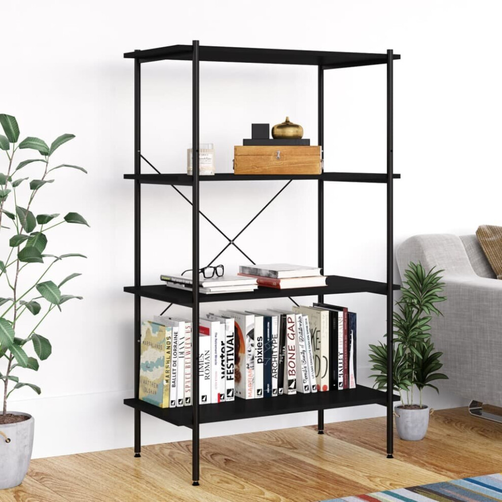 vidaXL 4-Tier Shelving Unit Black Home Decor Bookcase Bookshelf Standing Shelf