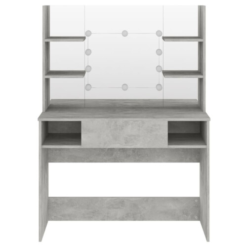 VidaXL vidaXL Makeup Table with LED Lights MDF Concrete Grey Cosmetic Dressing Table 2